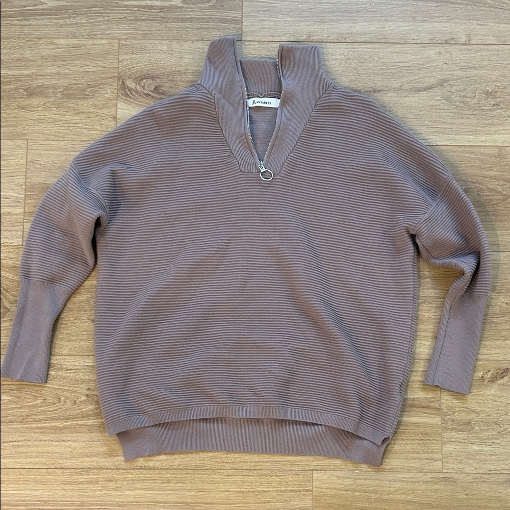 Brown Quarter-Zip Sweater